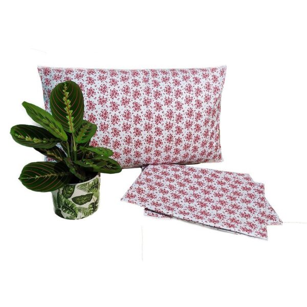 ΣΕΤ ΒΑΜΒΑΚΕΡΑ ΣΕΝΤΟΝΙΑ 220X240 RED FLOWERS RDFL2, Διαστάσεις Σετ 4τμχ+Παπλωματοθήκη 220Χ240 Σετ 4 τεμαχίων