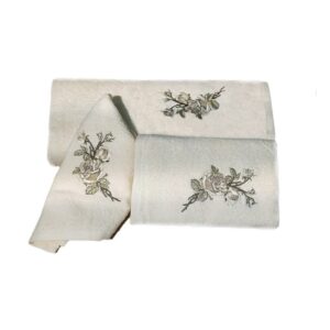 ΣΕΤ ΠΕΤΣΕΤΕΣ MALCOHOME 3 ΤΕΜΑΧΙΩΝ ΜΕ ΚΕΝΤΗΜΑ BEIGE ROSE BGRS1