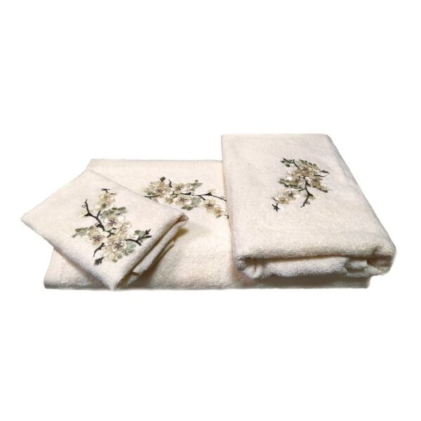 ΣΕΤ ΠΕΤΣΕΤΕΣ MALCOHOME 3 ΤΕΜΑΧΙΩΝ ΜΕ ΚΕΝΤΗΜΑ CHERRY BLOSSOM BEIGE CHRBG1
